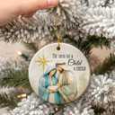 4 x Nativity Scene Ornament 2025, Catholic Gifts for Christian Family, Believers, Friends, Neighbors, Holy Family with Baby Jesus Ceramic Ornaments for Religious Christmas Decorations