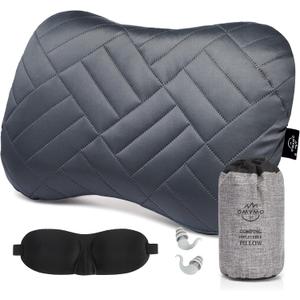 Camping Pillow with Washable Removable Cover -Ultralight Inflatable Pillow for Neck Lumbar Support with Silicone Silent Earplugs and 3D Sleep Eye Mask-Travel Air Pillows for Hiking,Backpacking
