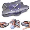 MIMCAT Pain Relief Cooling Pillow for Neck Support Adjustable Cervical Pillow Side Sleeping Memory Foam with Super Soft and Cooling Satin Pillowcase Grey