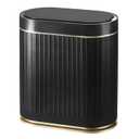 ELPHECO Bathroom Trash Can with Lid 2 Gallon Motion Sensor Garbage Can 7.5 Liter Small Trash can Touchless Bathroom Decor Waterproof Smart Waste Bin with Stripes for Bedroom, Office (Black-Golden)