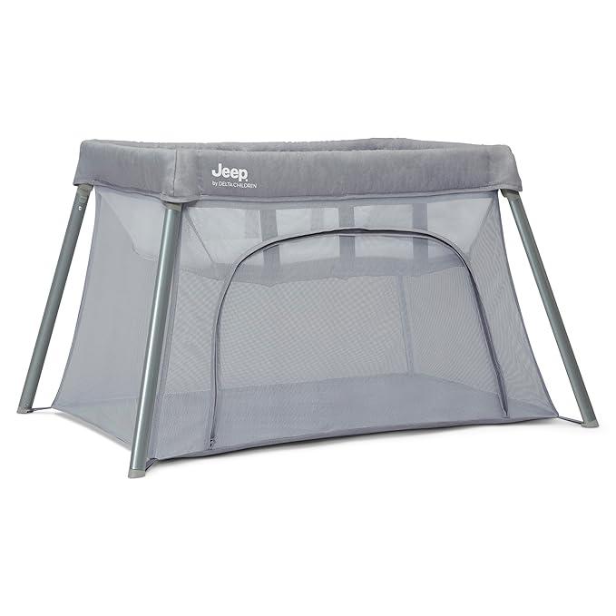 Jeep Horizon Compact Travel 2-in-1 Play Yard and Bassinet, Light Grey, 46.5 x 31.5 x 27.5 inches