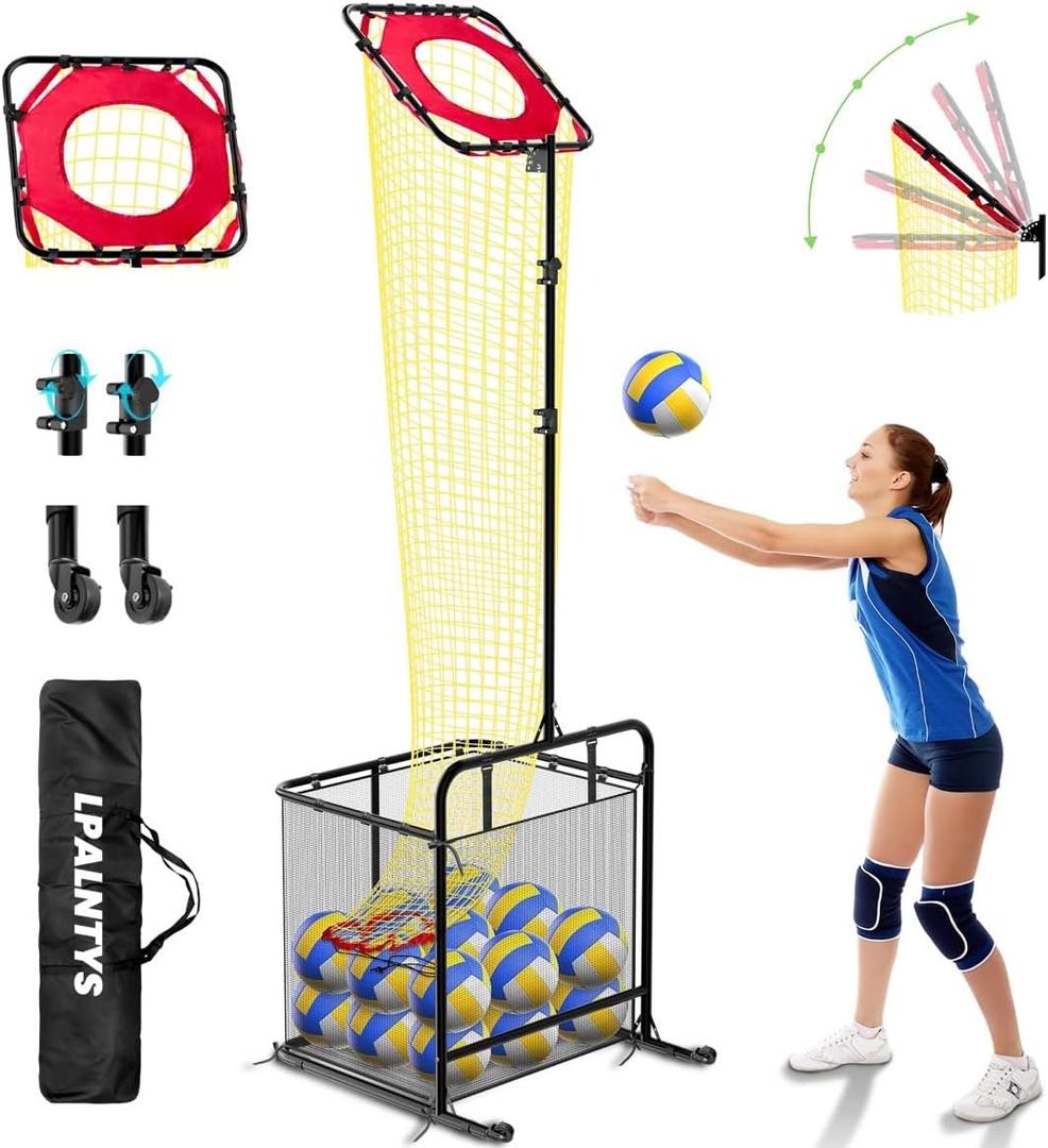 Volleyball Training Equipment, Volleyball Net System with Freely Height-Adjustable for Backyard, Volleyball Practice Net for Serving Setting Spiking, Easy Set Up for Indoor and Outdoor Use, 18"