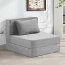 Folding Sofa Bed Convertible Floor Couch Foldable Chair Bed with PillowLinen Sleeper Chair Futon,Foldable Memory Foam Mattress for Bedroom/Living Room/Dorm/Office (Light Grey, Single)