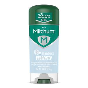 Mitchum Mens Triple Odor Protection Antiperspirant & Deodorant Gel, Unscented, 48HR Protection, 3.4 oz (3.4 Ounce (Pack of 1))