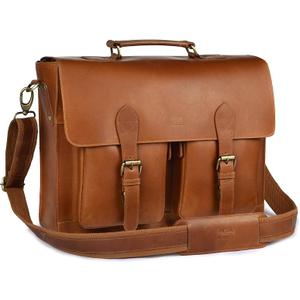 LEATHER VILLAGE Briefcase Leather Messenger Bag for Men-16'' Handmade Vintage Laptop Satchel Crossbody Bag for Work/Travel