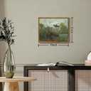 OIQArtOIQ Vintage Landscape Canvas Wall Art Framed Natural Scenery Painting Artwork Prints France Country Wilderness Farmhouse Decor Pictures Kitchen Bedroom Living Room Bathroom (8x10 in, Garden Green)