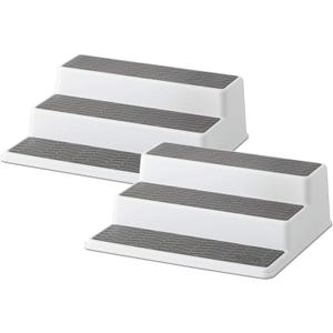 Copco Grey 2 Non-Skid 3-Tier Spice Rack Organizer for Pantry, 2-Pack, 10-Inch (White/Gray)