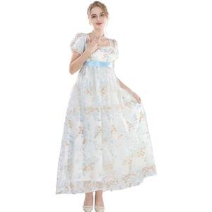 CR ROLECOS Regency Dress Women Empire Waist Regency Costume Victorian Luxurious Satin Southern Belle Dresses, Large