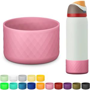 Silicone Boot for Owala Water Bottle 24 oz 32 oz 40 oz, Anti-Slip Protective Sleeve for FreeSip/Twist/Flip Stainless Steel Water Bottles Accessories (Rose)
