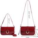 Shoulder Bag for Women, Small Shoulder Purse with 2 Straps, Casual Crossbody Bag Vintage Leather Handbags with Zipper (Red)