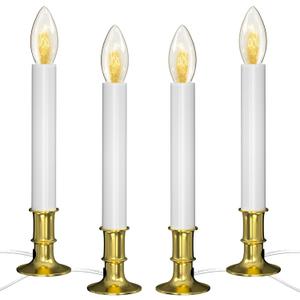 Electric Christmas Window Candles, Christmas Candles with Dusk-to-Dawn Auto Sensor - 7W C26 Light Bulbs, Turns On in Dark - Off in Light, Pack Of 4