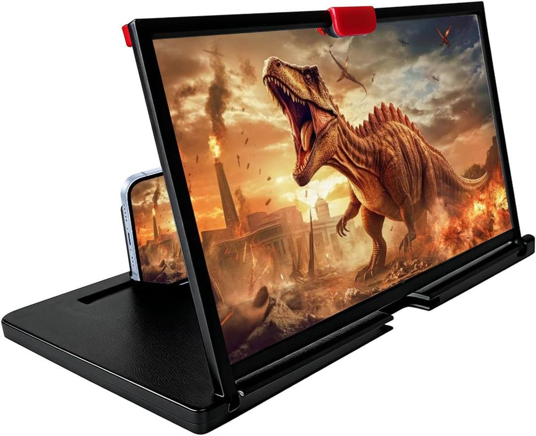 Screen Phone Magnifier, 12" HD Mobile Phone Magnifier Projector Screen for Movies,Videos, Gaming Portable 3D Magnifying Screen for Elderly(Color:Black)