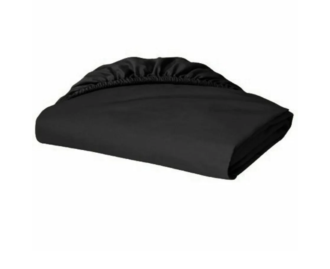 RBS BEDDING'S 400 Thread Count 100% Egyptian Cotton 1-Piece Fitted Sheet, Emperor (84" X 84") Black Solid (11 Inches Deep Pocket)