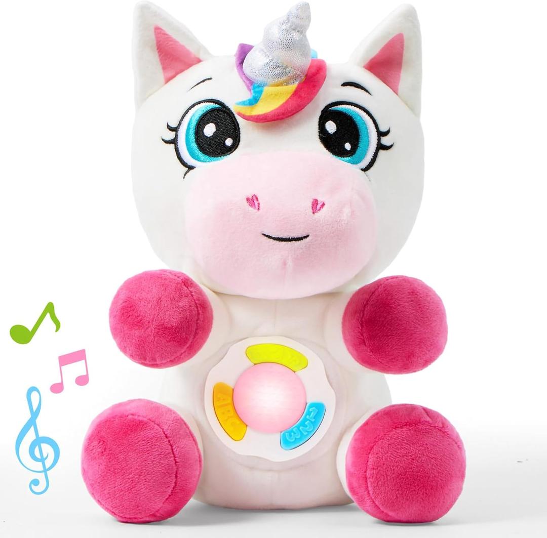 JOYIN Musical Unicorn Plush Baby Toy, Stuffed Animal with Music & Light, Baby Musical Soft Plush Toys for Infant Babies, Christmas Birthday Gifts for Boys and Girls 6+ Months