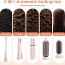 5 in 1 Automatic Curling Iron Set with Interchangeable Ceramic Barrels, Straightening & Volumizing Brush, 3 Temp & Timer, Fast Heating Dual Voltage 0.5/1/1.25 Inch Set