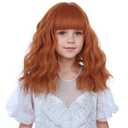 Dark Orange Wigs for Kids Girls Ginger Wig with Bangs Short Wavy Curly Child Wig Kids Daily Halloween Party Cosplay Wigs