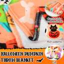 Buryeah 4 Pack Fall Throw Blankets Pumpkin Maple Leaf Turkey Lightweight Soft Warm Cosy Thanksgiving Autumn Flannel Blanket for Sofa, Bed, Couch, Home Decor(Skeleton,40 x 50 Inches)