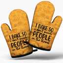 Funny Hostess Cooking and Baking BBQ Kitchen Gadgets with Heat Resistant Silicone Non-Slip, I Bake So I Don't Punch People in The Throat Oven Mitts Set of 2, Gifts for Bakers Chef Friends Mom Wife