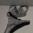 Bathing Suits for Women Deep V Neck Sexy Two Piece Bikini Sets for Women Thong Halter Cheeky Swimsuit (Large, Black Stripe)