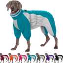 AOFITEE Fullbody Dog Coat Warm Fleece Dog Jacket, Windproof Dogs Winter Coat with Harness Built in, Reflective Turtleneck Dogs Snowsuit Puffer Jacket, Four Legged Snow Suit for Small Medium Large Pet (Turquoise)