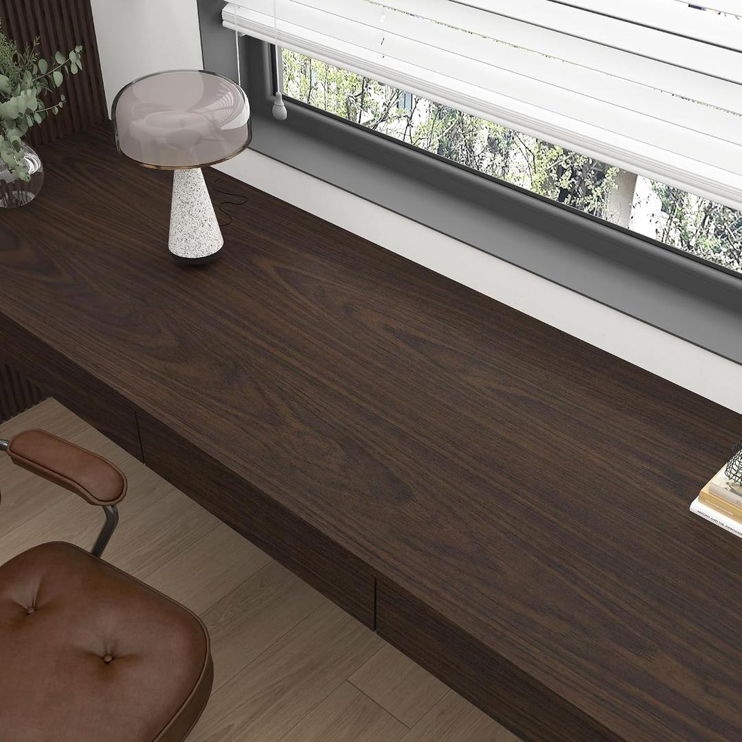 JSEVEM 24"×118" Dark Brown Black Walnut Wood Wallpaper Peel and Stick Waterproof Darker Brown Walnut Wood Grain Contact Paper Vinyl Adhesive Furniture Stickers for Kitchen Cabinets Dresser Table Top
