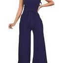 Bdwinz Womens Summer Sleeveless Halter Neck Jumpsuits Dressy Casual One Piece Outfits Backless Wide Leg Pants Rompers with Belt
(XX-Large, 5882 Rosered)