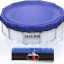 [2025 Upgrade 185GSM] UIRWAY 28FT Winter Pool Cover Heavy-Duty PE Above Ground Round Pool Cover, Metal Buckle, Cold & UV Resistant, Tearproof, Blue