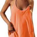 Womens Sleeveless Athletic Hot Shot Mini Dress with Built-in Shorts Sundress (Small, Orange)