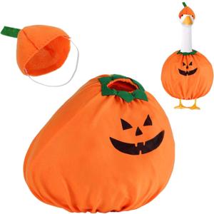 Halloween Pumpkin Goose Outfit, Porch Goose Outfits Yard Lawn Geese Statue Costume Clothes 23" Plastic Geese Duck Clothing Hat Set for Outdoor Patio Garden Decorations