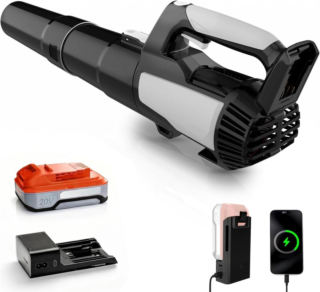 Leaf Blower Cordless with 2.0Ah Battery & Fast Charger, Brushless Motor