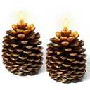 Christmas Decorations Indoor, Christmas Decor - Pinecone Candles Battery Operated, Flickering Flameless LED Pine Cone Candles, 6H Timer, Fall Thanksgiving Xmas Home Table Room Holiday Decor, Large