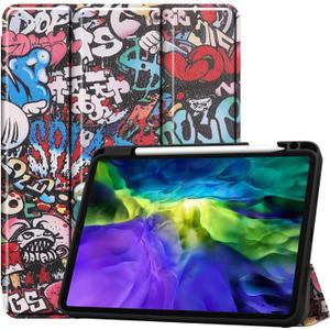 for Apple iPad Pro 11 1st 2nd 3rd 4th Generation(2018 2020 2021 2022 Release) Tablet Cover, Folio Stand Lightweight Leather Case for iPad Pro 11" Gen 2nd 3rd 4th (TPU-Graffiti)