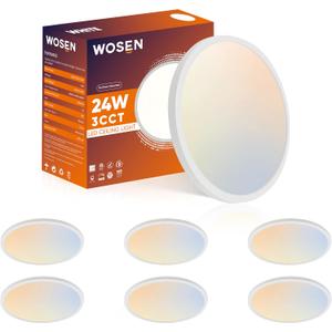 6 Pack 12 Inch LED Flush Mount Ultra-Slim Ceiling Light, 24W 2400LM, 3000K/4000K/6000K Color Temp, Round Lights for Bedroom, Kitchen, Dining Room