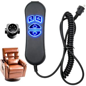 Lift Chair Remote Replacement, 4-Button Dual Motor Remote for Lift Chair & Recliner Replacement Parts, LED Backlight, USB Charging Port Adapter, Recliner Hand Control, Universal 5-Pin Plug