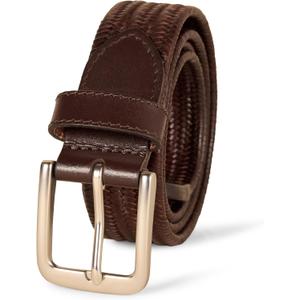 Amazon Essentials Men's Tubular Stretch Weave Belt, Brown, 36
