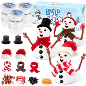 JOYIN Christmas Build a Snowman Craft Kit, 3 Pack Modeling Clay DIY Make a Snowman Kit for Christmas Arts and Craft Activities, Xmas Gift Stocking Stuffers for Kids, School Funny Toy Party Favor