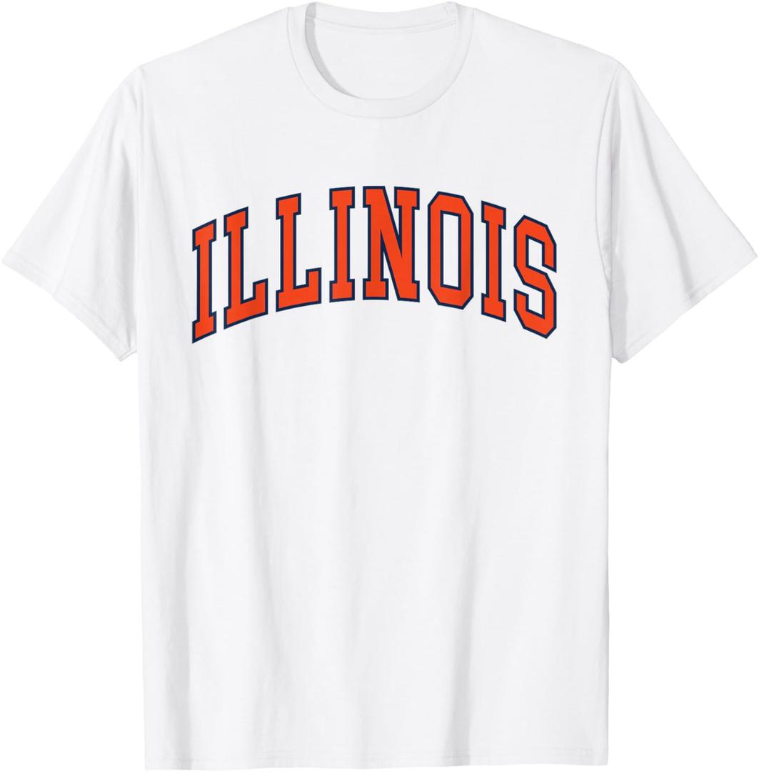 Retro Illinois Orange Tee Vintage Illinois Blue Throwback IL T-Shirt (L)