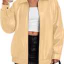 Trendy Queen Womens Leather Jacket, Oversized Going Out & Everyday Statement Piece, Bomber Jacktes Moto Coat (XL)
