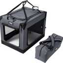 EliteField 4-Door Folding Soft Dog Crate, Aluminum Frame, Gray 54.0"L x 37.0"W x 45.0"H