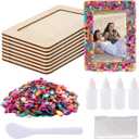 zjdbset DIY Mosaic Photo Frame Craft Kit for 4 * 6 Photo,8 Pcs DIY Unfinished Wooden Picture Frames with Mosaic Tiles for DIY Craft