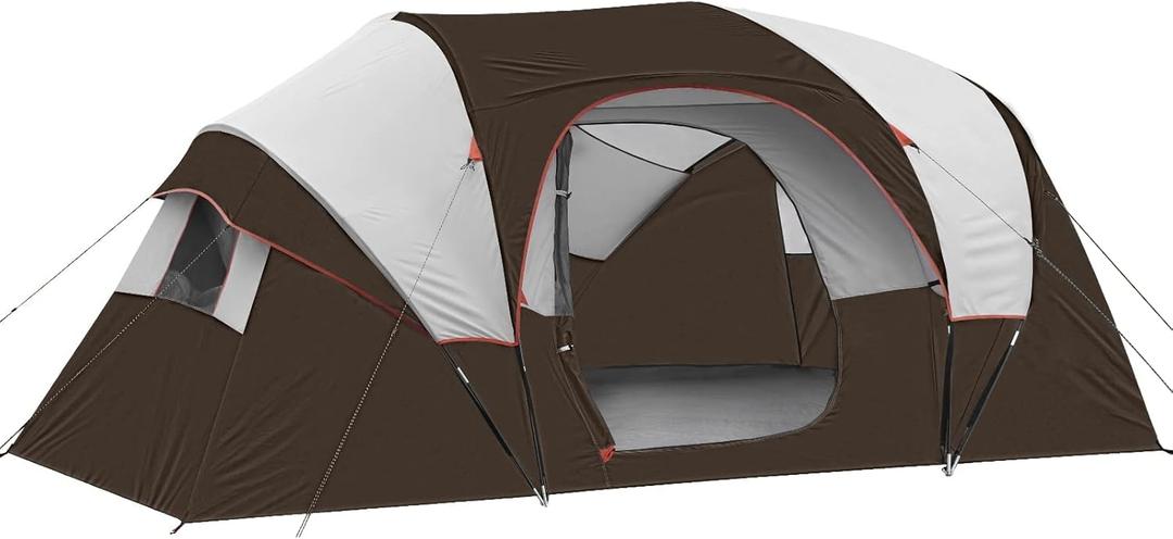 HIKERGARDEN 10 Person Camping Tent - Portable Easy Set Up Family Tent for Camp, Windproof Fabric Dome Tent Outdoor for Hiking, Backpacking, Traveling-14'x11'x74in(H)