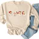 Yimoya Leopard Merry Christmas Tree Sweatshirt Womens Plaid Holiday Merry Blouse Xmas Tops (Small, Beige-Santa)