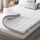 SAPHREAS Memory Foam Mattress Topper Queen Size, 3" Cooling Gel Memory Foam and 1" Soft Ventilated Mattress Pad Cover, Back Pain & Pressure Relief, 5-Zone Egg Crate Bed Topper