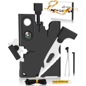 2 x Upgraded Credit Card Tool Multitool - Mens Grandpa Gifts for Dad Who Wants Nothing, Papa Gifts for Him Credit Card Knife Foldable Cool Gadgets for Men Wallet Tools With Blade Compass Screwdrivers