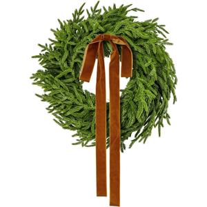 20" Norfolk Pine Wreath for Front Door, Real Touch Faux Greenery Christmas Holiday Wreaths, Artificial Evergreen Cypress Pine Greenery Decorations Indoor Outdoor Home Decor (Green-Norfolk)