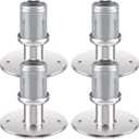 Dunzy Adjustable Stainless Steel Flanged Feet Round Base Furniture Feet for 1 5/8 Inch Od Stainless Steel Tubing, Pipe Style Table Legs Support, Height Adjustable 1 3/8 to 2 1/2 Inch(4 Pcs)