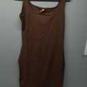 Qaffier Summer Dresses for Women Sexy Mini Dress Ribbed Knit Fitted Square Neck Bodycon Party Club Tank Dresses (Large, Coffee)