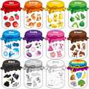 12 Pieces Magnetic Color Sorting Toys, 60 Color Magnets Educational Refrigerator Whiteboard for Baby Toddlers Kids Magnets