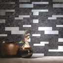 XUANINY 10-Sheet Peel and Stick Metal Backsplash Tiles, Self Adhesive Aluminum 3D Wall Sticker, Wall Panels for Kitchen Bathroom, Bedroom, Living Room(11.81"x11.81") (Dark Grey, 10)