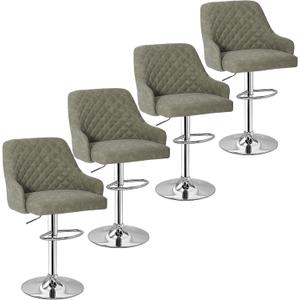 VECELO Bar Stools Set of 4, Adjustable Bar Stools with Back, Bar Height Stools for Kitchen Counter (Dark Grey)